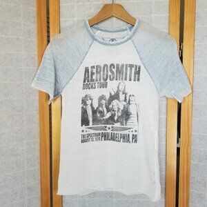 Women's Band Tee Aerosmith Burn Out Baseball Shirt Size XS